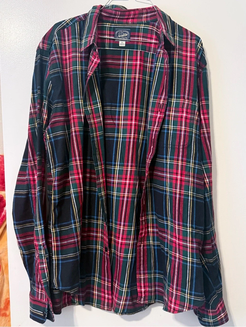 J. Crew Men's Plaid Button-Down Shirt - Navy & Magenta